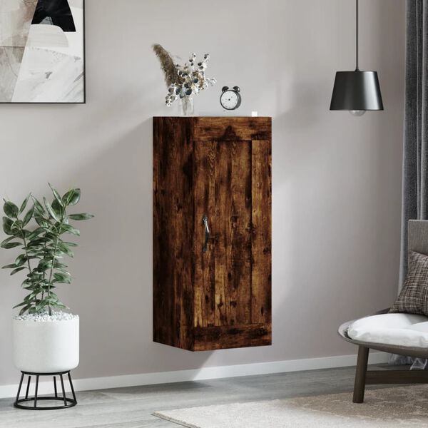 vidaXL Wall Mounted Cabinet Smoked Oak 34.5x34x90 cm Engineered Wood