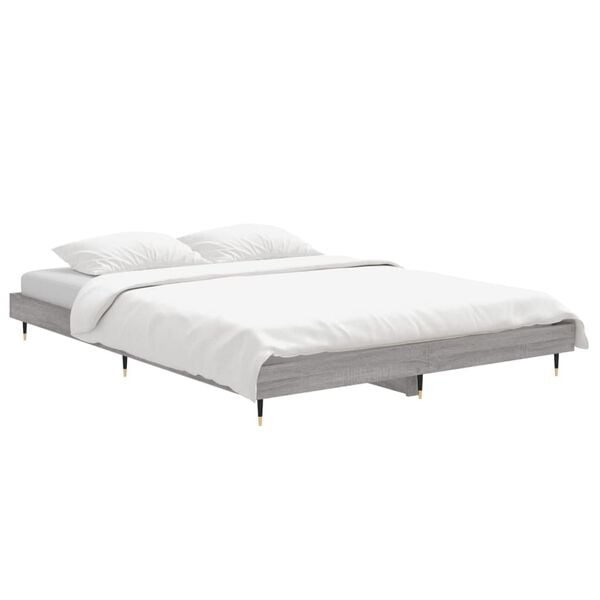 vidaXL Bed Frame without Mattress Grey Sonoma 135x190 cm Double Engineered Wood
