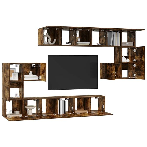 vidaXL 10 Piece TV Cabinet Set Smoked Oak Engineered Wood