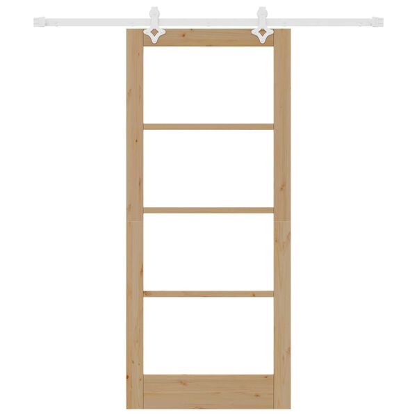 vidaXL Sliding Door Natural 86 x 198.5 cm Solid Pine Wood and Glass