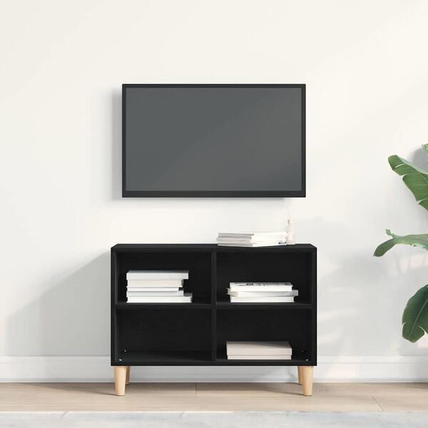vidaXL TV Cabinet Black Oak 69.5 x 30 x 50 cm Engineered Wood