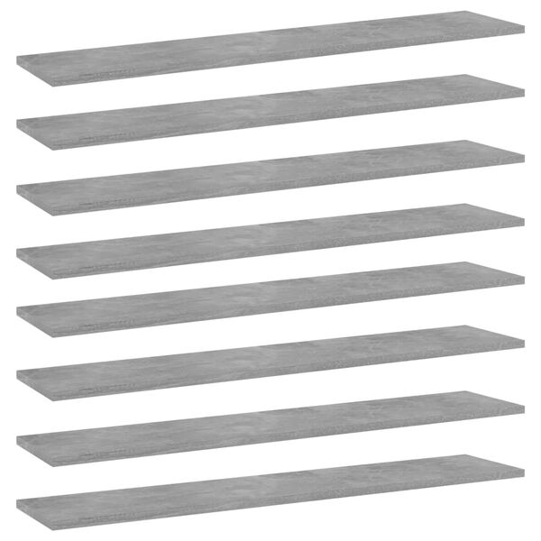 vidaXL Bookshelf Boards 8 pcs Concrete Grey 100x20x1.5 cm Engineered Wood