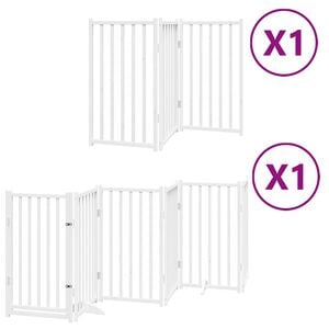 vidaXL Dog Gate with Door Foldable 9 Panels White 450 cm Poplar Wood