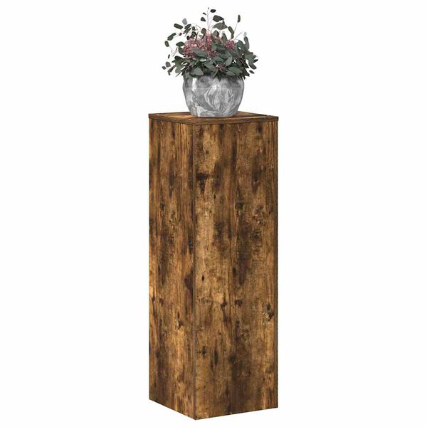 vidaXL Plant Stand Smoked Oak 33x33x100 cm Engineered Wood