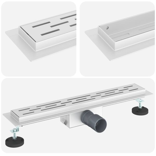 vidaXL Shower Drain with Line Design Silver 60 cm Stainless Steel 304