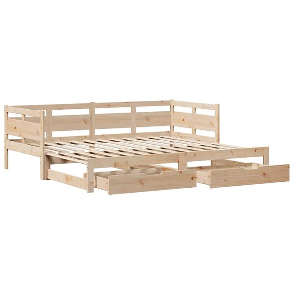 vidaXL Daybed with Trundle and Drawers without Mattress 80x200 cm