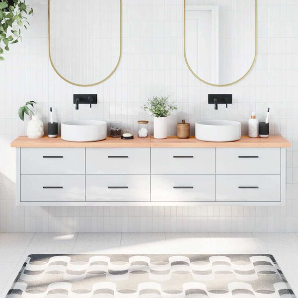 vidaXL Bathroom Countertop Light Brown 220x40x(2-4)cm Treated Solid Wood