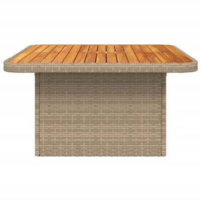 vidaXL Garden Table Beige 80x80x71 cm Poly Rattan and Acacia Wood