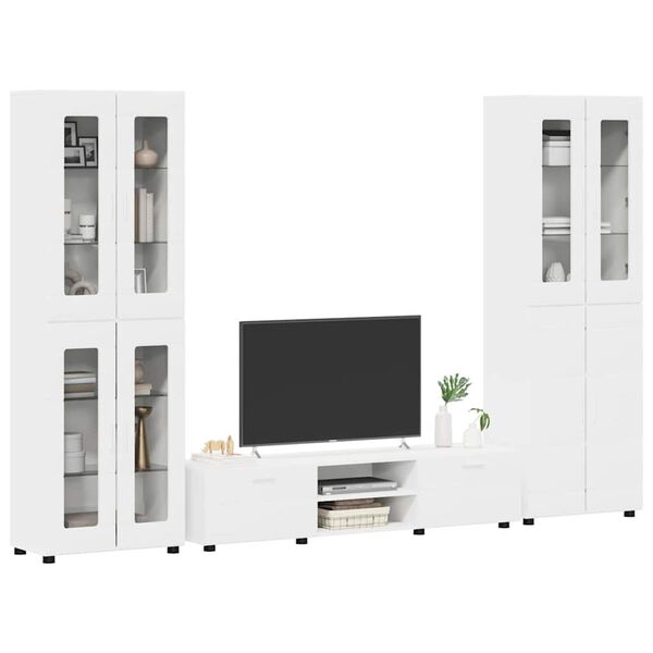 vidaXL TV Cabinet Set with Drawer FLORIN White Engineered Wood