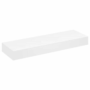 White MDF Floating Wall Display Shelf 1 Drawer Book/DVD Storage