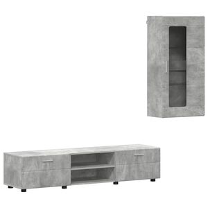 vidaXL TV Cabinet Set with Drawer FLORIN Concrete Grey Engineered Wood