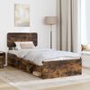 vidaXL Bed Frame Smoked Oak 100 x 200 cm Solid Pine Wood