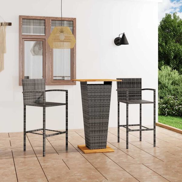 vidaXL 3 Piece Garden Bar Set Grey