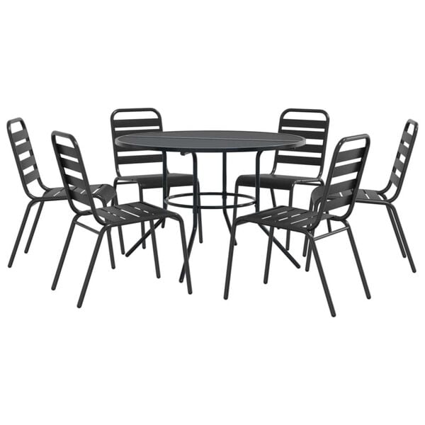 vidaXL Stackable Garden Chair Set 7 pcs Anthracite Powder-coated Steel