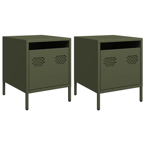 vidaXL Bedside Cabinets&nbsp;2 pcs Olive Green 35x39x43.5 cm Steel
