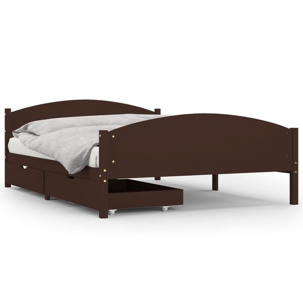 vidaXL Bed Frame without Mattress Dark Brown 140x200 cm Solid Wood