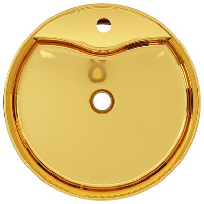 vidaXL Wash Basin with Overflow 46.5x15.5 cm Ceramic Gold