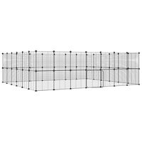 vidaXL 52-Panel Pet Cage with Door Black 35x35 cm Steel