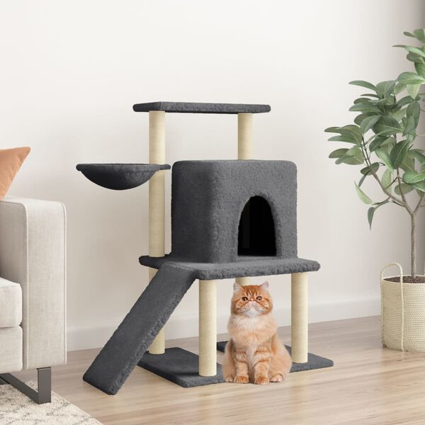 vidaXL Cat Tree with Sisal Scratching Posts Dark Grey 96.5 cm