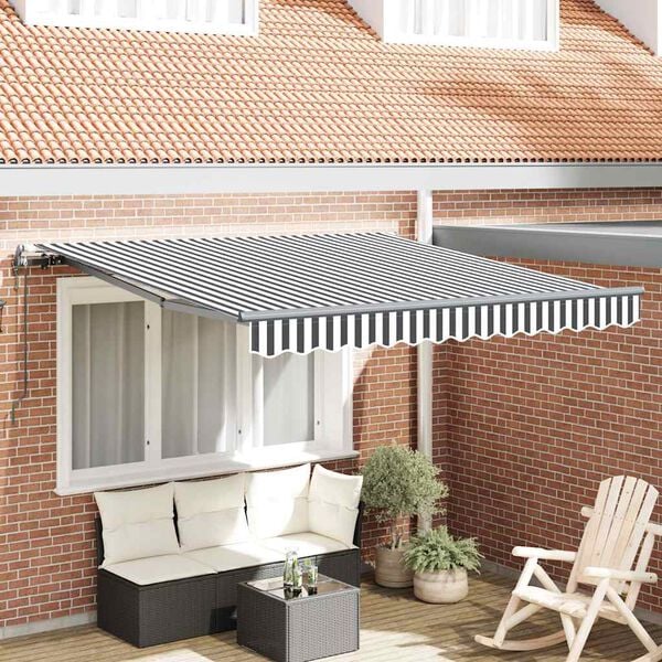 vidaXL Automatic Retractable Awning Anthracite and White 300x250 cm