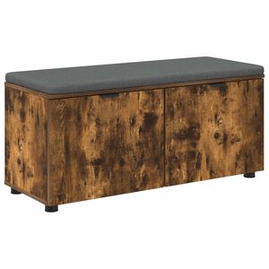 vidaXL Hall Bench with Cushion with Door Smoked Oak 100 x 38 x 46 cm