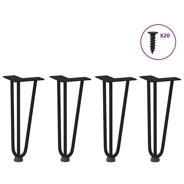vidaXL Hairpin Legs for Coffee Table 4 pcs Black 30 cm Solid Steel