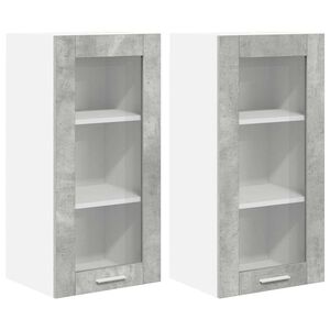 vidaXL Hanging Cabinet with Door 2 pcs Concrete Grey 40 x 31 x 80 cm