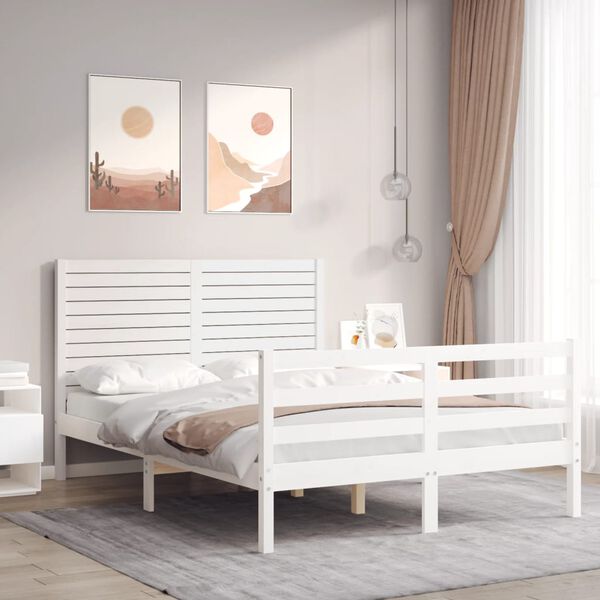 vidaXL Bed Frame without Mattress White 140x200 cm Solid Wood