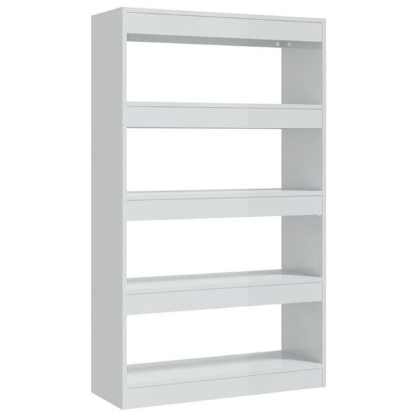 vidaXL Book Cabinet/Room Divider High Gloss White 80x30x135 cm Engineered Wood