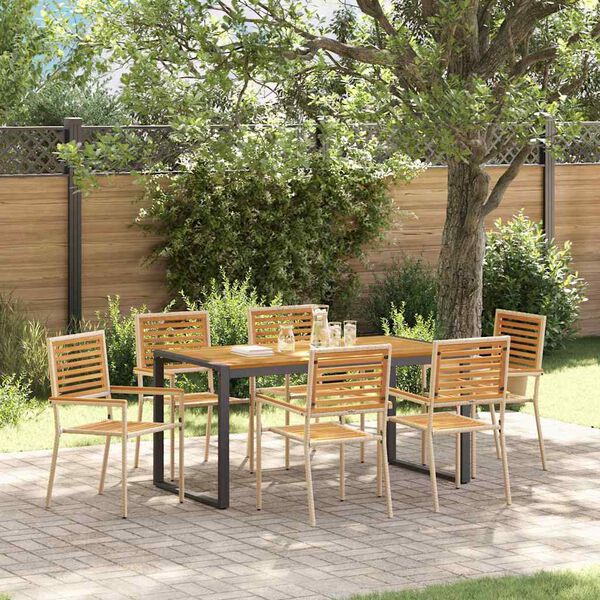 vidaXL Garden Dining Set 7 pcs Beige and Brown Poly Rattan