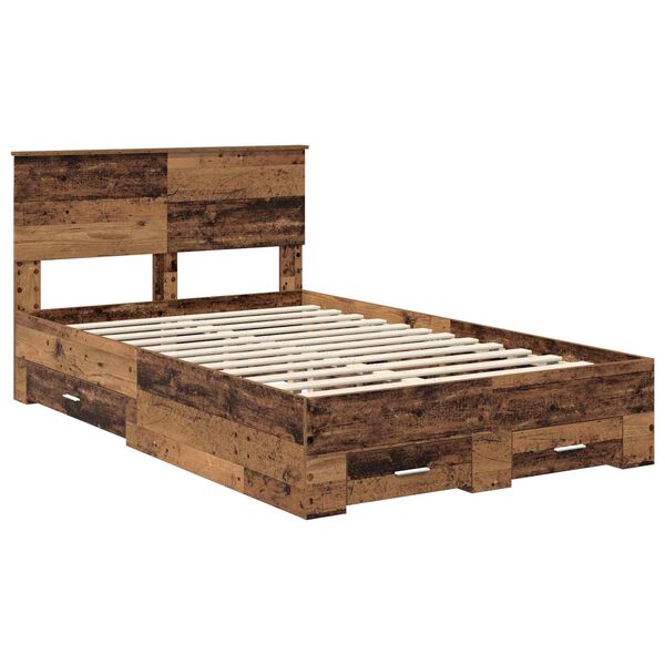 vidaXL Bed Frame with Headboard Old Wood 120 x 190 cm Engineered Wood