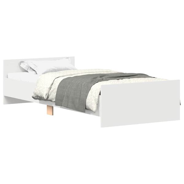 vidaXL Bed Frame without Mattress White 75x190 cm Small Single Engineered Wood