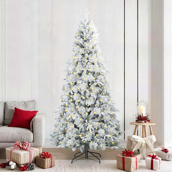 vidaXL Artificial Hinged Christmas Tree White 240 cm PE and PVC