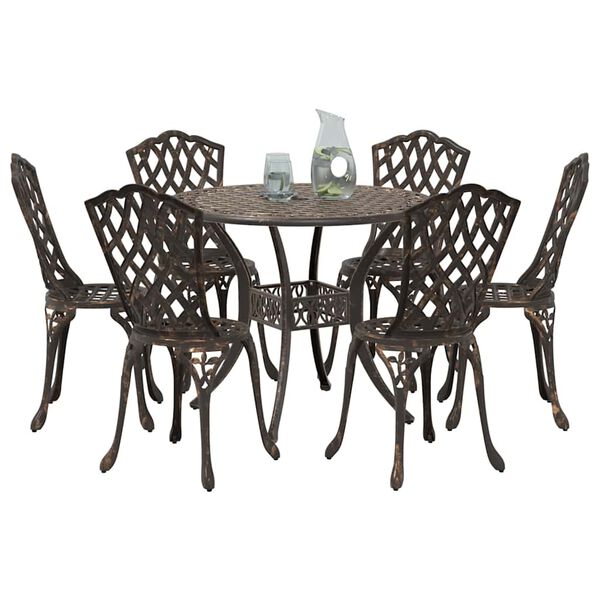 vidaXL Garden Dining Set 7 pcs Bronze Aluminium