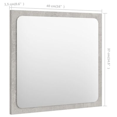 vidaXL Bathroom Mirror Concrete Grey 40x1.5x37 cm Engineered Wood