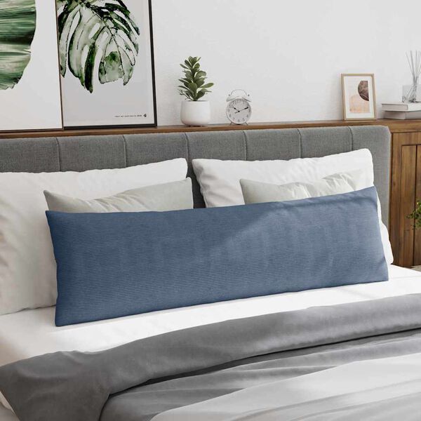 vidaXL Sofa Pillows 2 pcs Blue 145 x 40 cm Corduroy Fabric