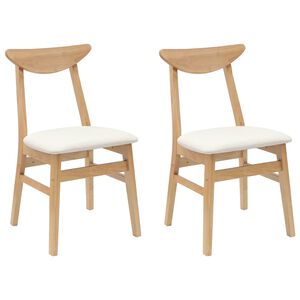 vidaXL Dining Chairs 2 pcs Natural 42 x 47.5 x 81 cm Solid Rubber Wood