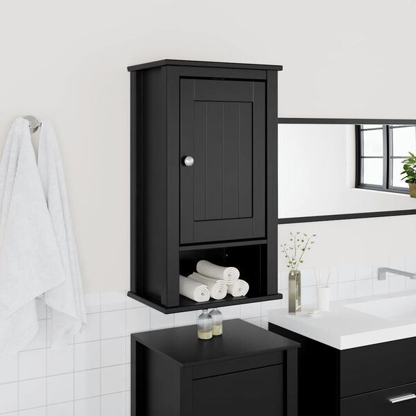 vidaXL Bathroom Wall Cabinet BERG Black 40x27x71.5 cm Solid Wood Pine