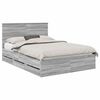 vidaXL Bed Frame with Drawer Grey Sonoma 140 x 200 cm Engineer Wood