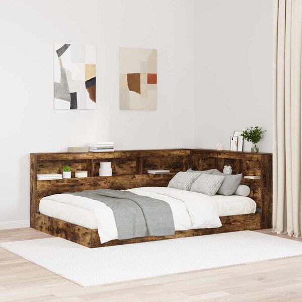 vidaXL Storage Headboard with Shelf Smoked Oak 120 cm Engineered Wood