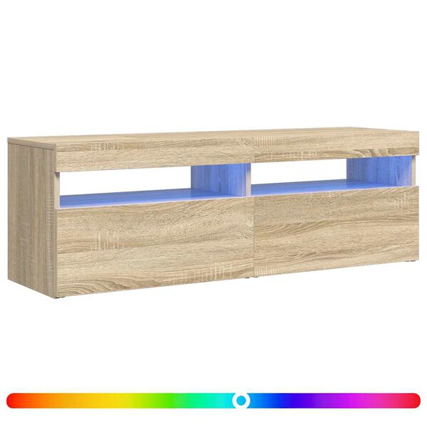 vidaXL TV Cabinet with LED Lights Sonoma Oak 120x35x40 cm
