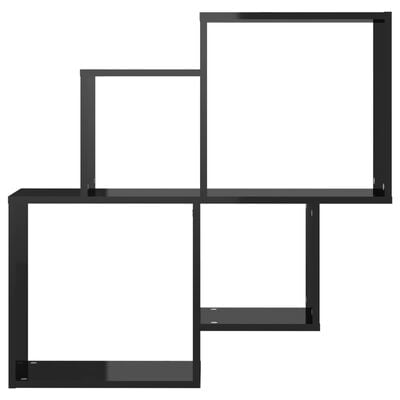 vidaXL Wall Cube Shelf High Gloss Black 80x15x78.5 cm Engineered Wood