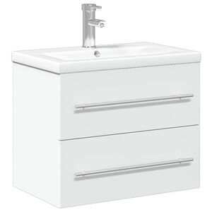 vidaXL Bathroom Sink Cabinet with Built-in Basin White