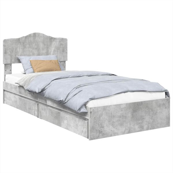 vidaXL Storage Bed Concrete Grey 90 x 200 cm Engineered Wood