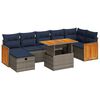 vidaXL 8 Piece Garden Sofa Set with Cushions Grey Poly Rattan Acacia