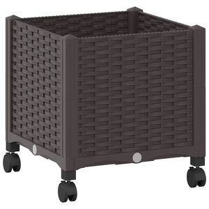 vidaXL Garden Planter with Wheels Brown 40 x 40 x 48 cm PP