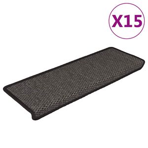 vidaXL Stair Mats Self-adhesive Sisal-Look 15 pcs 65x21x4 cm Anthracite