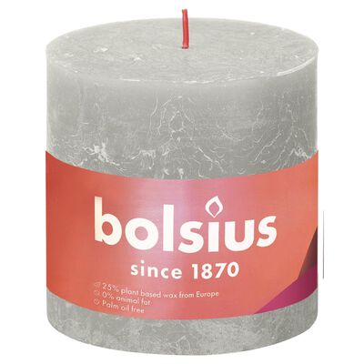 Bolsius Rustic Pillar Candles Shine 3 pcs 100x100 mm Sandy Grey