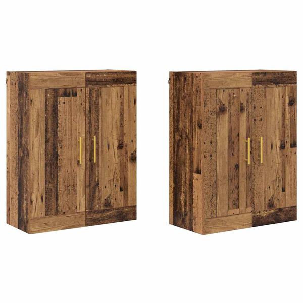 vidaXL Wall-mounted Cabinet 2 pcs Old Wood 69.5 x 34 x 90 cm