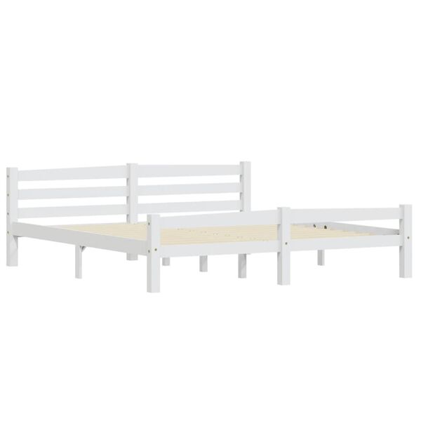 vidaXL Bed Frame without Mattress White Solid Wood Pine 180x200 cm Super King